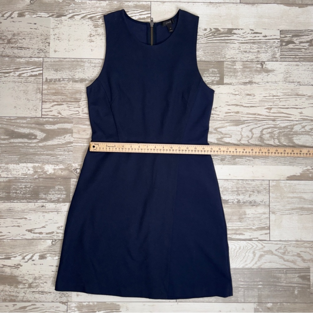 J.Crew Navy Sleeveless Textured A-Line Dress Size 6 –‎ Exposed Zipper, Cotton - Picture 10 of 13